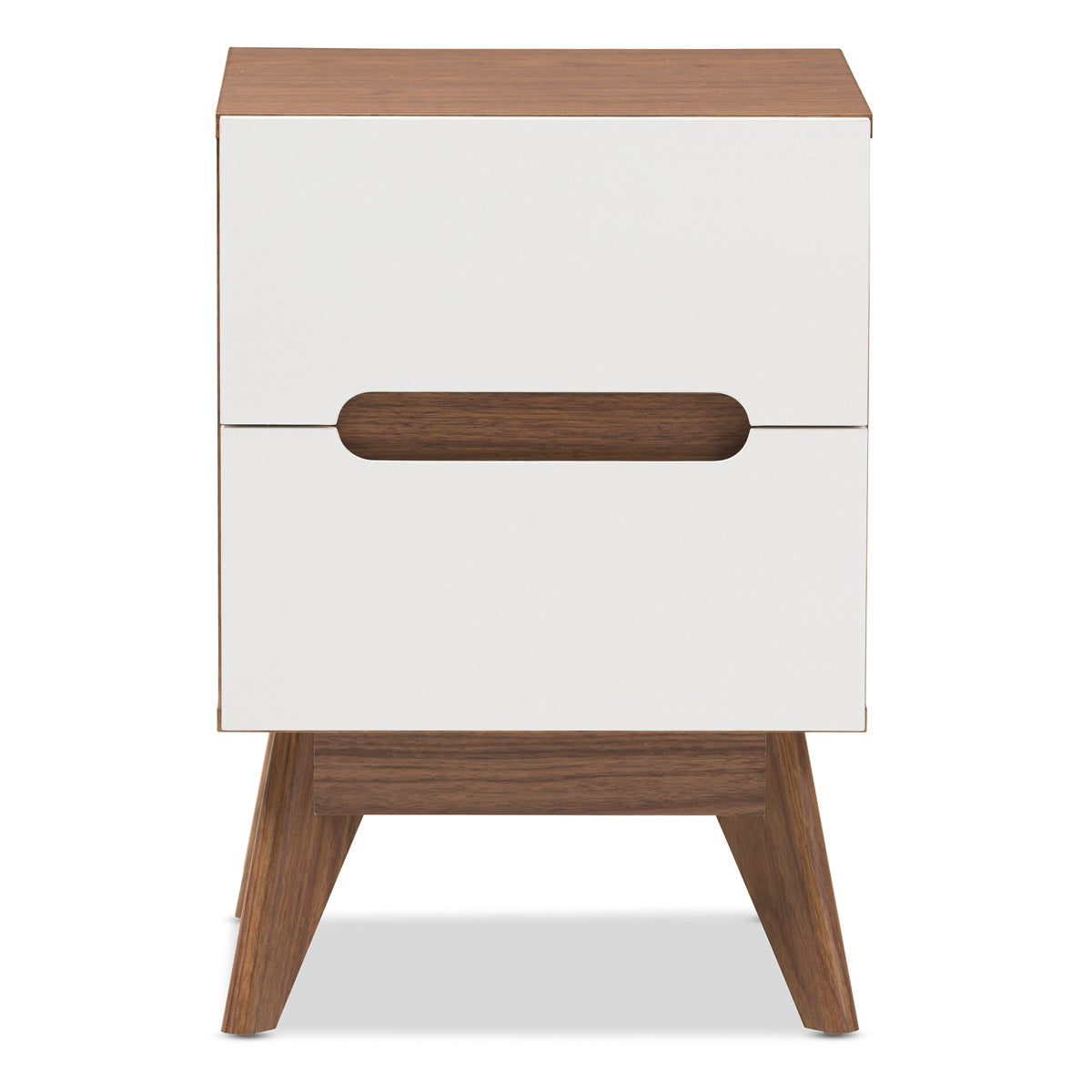 Baxton Studio Calypso Mid-Century Modern White and Walnut Wood 3-Drawer Storage Nightstand Baxton Studio-nightstands-Minimal And Modern - 4