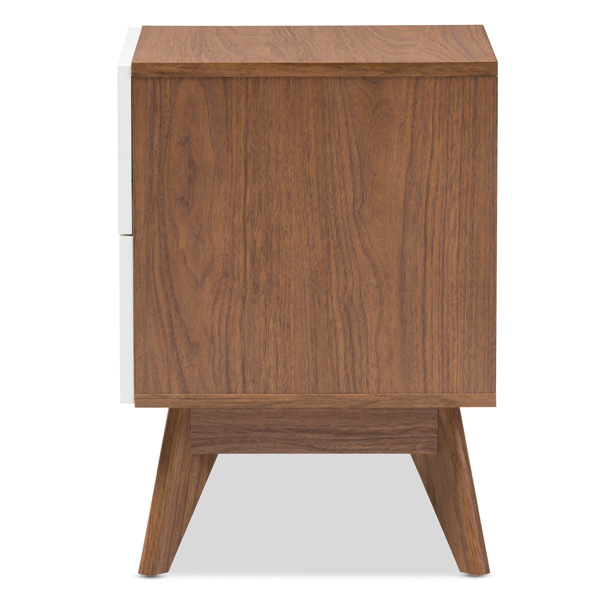 Baxton Studio Calypso Mid-Century Modern White and Walnut Wood 3-Drawer Storage Nightstand Baxton Studio-nightstands-Minimal And Modern - 5