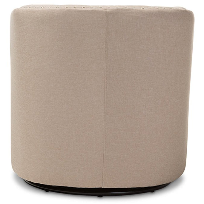 Baxton Studio Finley Mid-century Modern Beige Fabric Upholstered Swivel Armchair Baxton Studio-chairs-Minimal And Modern - 4