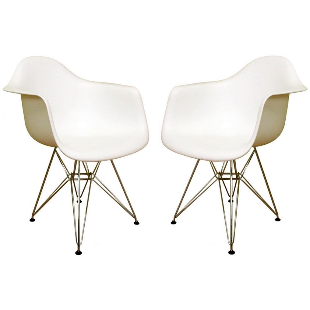Baxton Studio Pascal White Plastic Mid Century Modern Shell Chair
