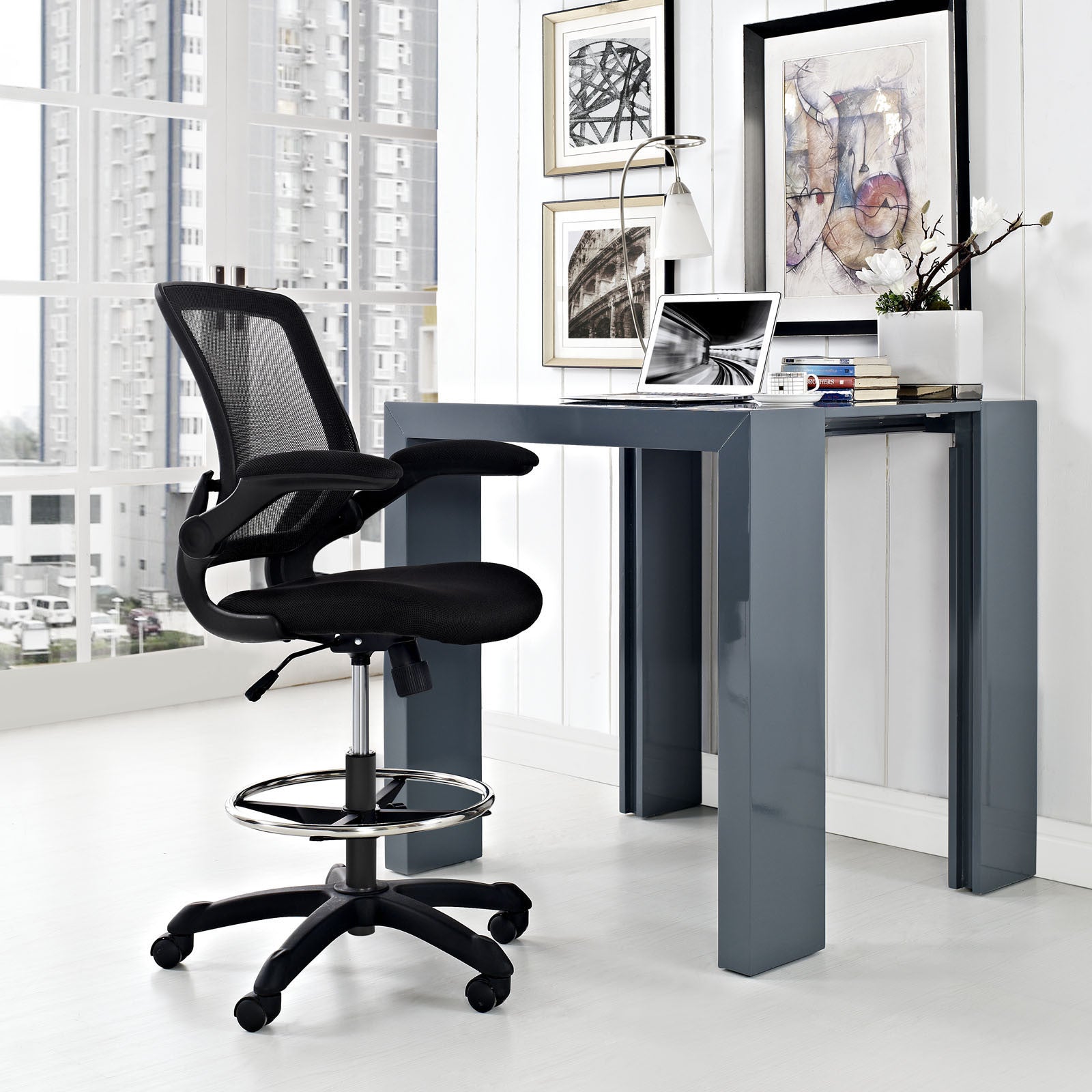 Modway Modern Veer Drafting Stool Adjustable Computer Office Chair EEI-1423-Minimal & Modern