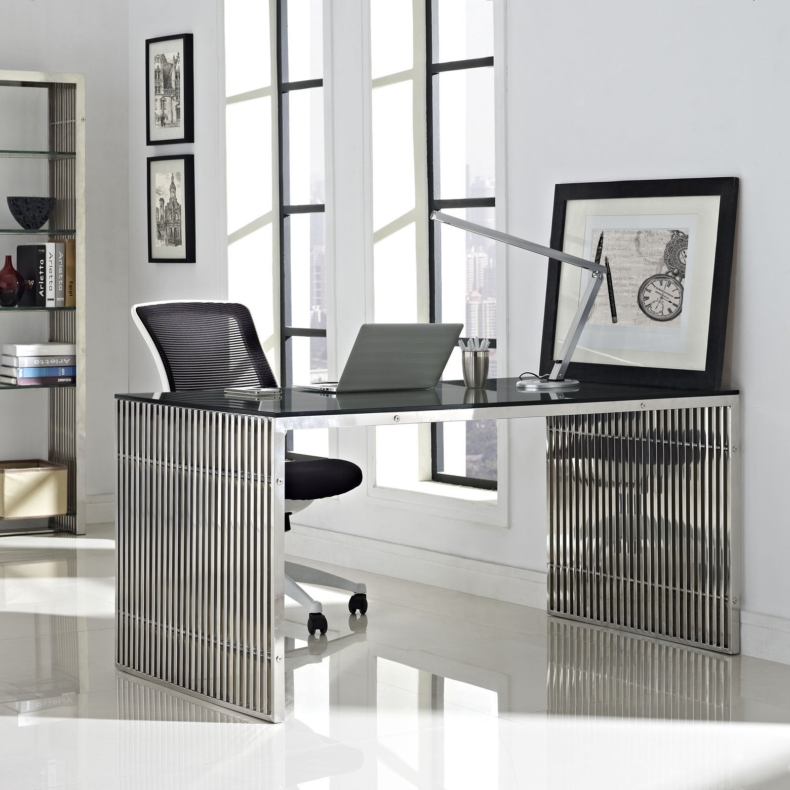 Modway Furniture Gridiron Stainless Steel Modern Silver ...