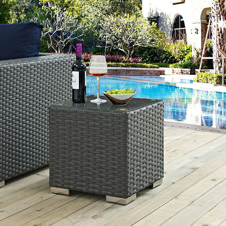 Modway Furniture Modern Sojourn Outdoor Patio Side Table in Chocolate EEI-1853-CHC-Minimal & Modern