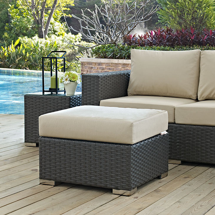 Modway Furniture Modern Sojourn Outdoor Patio Ottoman in Sunbrella EEI-1855-CHC-Minimal & Modern