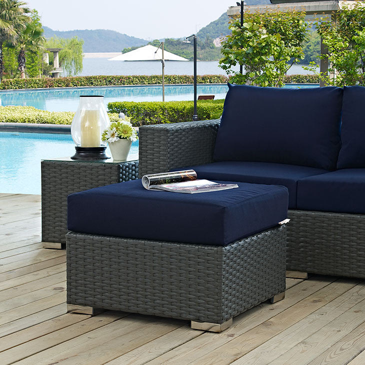 Modway Furniture Modern Sojourn Outdoor Patio Ottoman in Sunbrella EEI-1855-CHC-Minimal & Modern