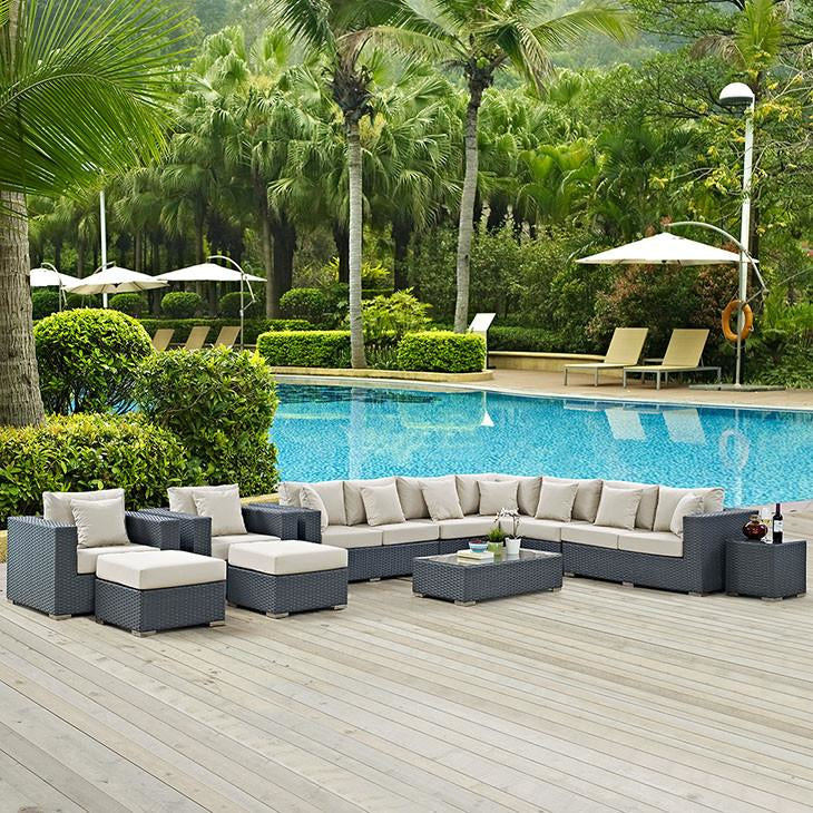 Modway Furniture Modern Sojourn 12 Piece Outdoor Patio Sectional Set in Sunbrella EEI-1885-Minimal & Modern