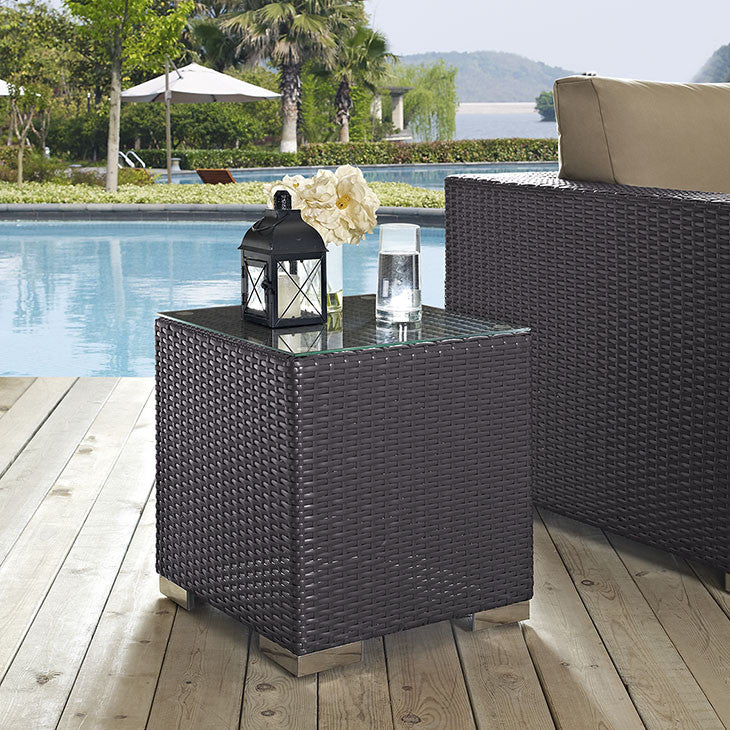 Modway Furniture Modern Convene Outdoor Patio Side Table in Espresso EEI-1909-Minimal & Modern