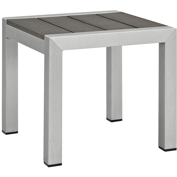 Modway Furniture Modern Shore Outdoor Patio Aluminum Side Table in Silver Gray EEI-2248-SLV-GRY-Minimal & Modern