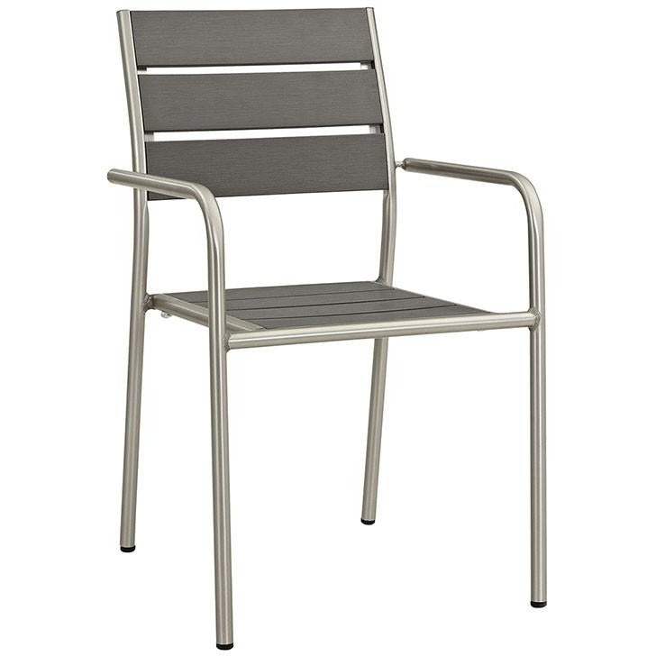 Modway Furniture Modern Shore Outdoor Patio Aluminum Dining Chair in Silver Gray EEI-2258-SLV-GRY-Minimal & Modern