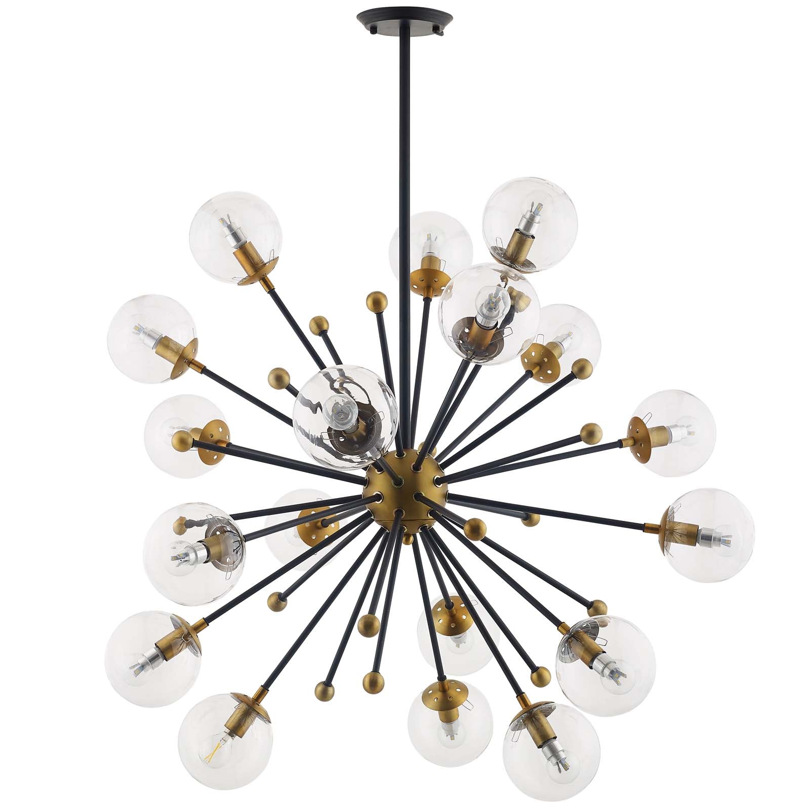 Modway Furniture Modern Constellation Clear Glass and Brass Ceiling Light Pendant Chandelier - EEI-3273