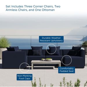 Modway Furniture Modern Saybrook Outdoor Patio Upholstered 6-Piece Sectional Sofa - EEI-4386