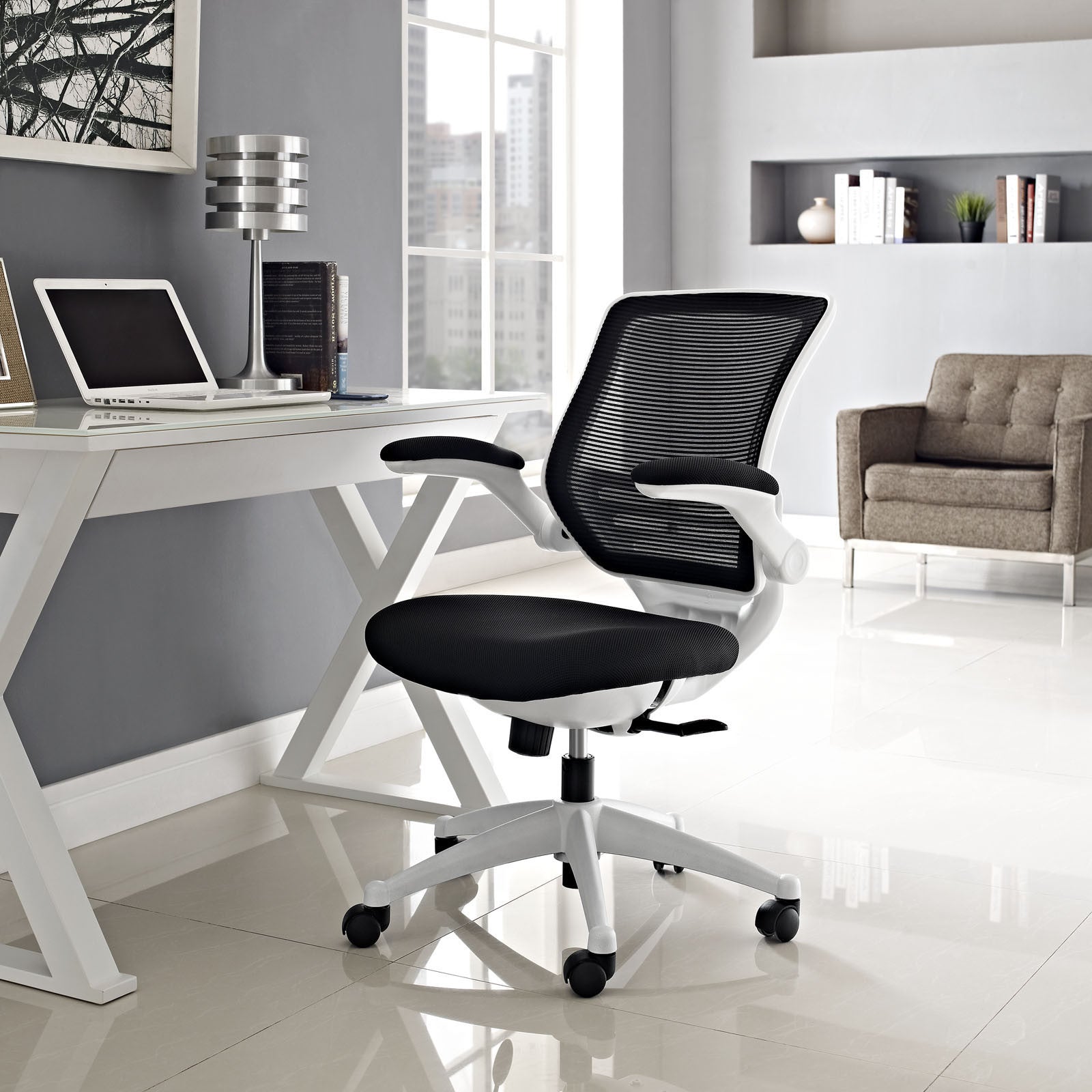 Modway Modern Edge White Base Adjustable Computer Office Chair EEI-596-Minimal & Modern