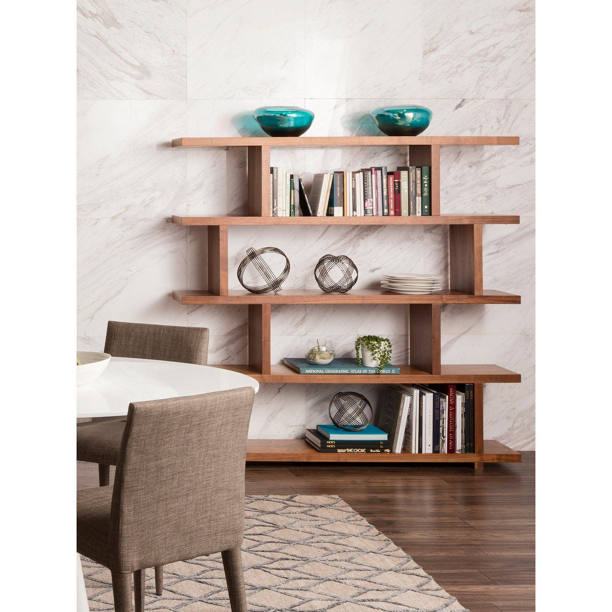 Moe's Home Collection Miri Shelf Large Walnut - ER-1073-03 - Moe's Home Collection - Bookshelves - Minimal And Modern - 1