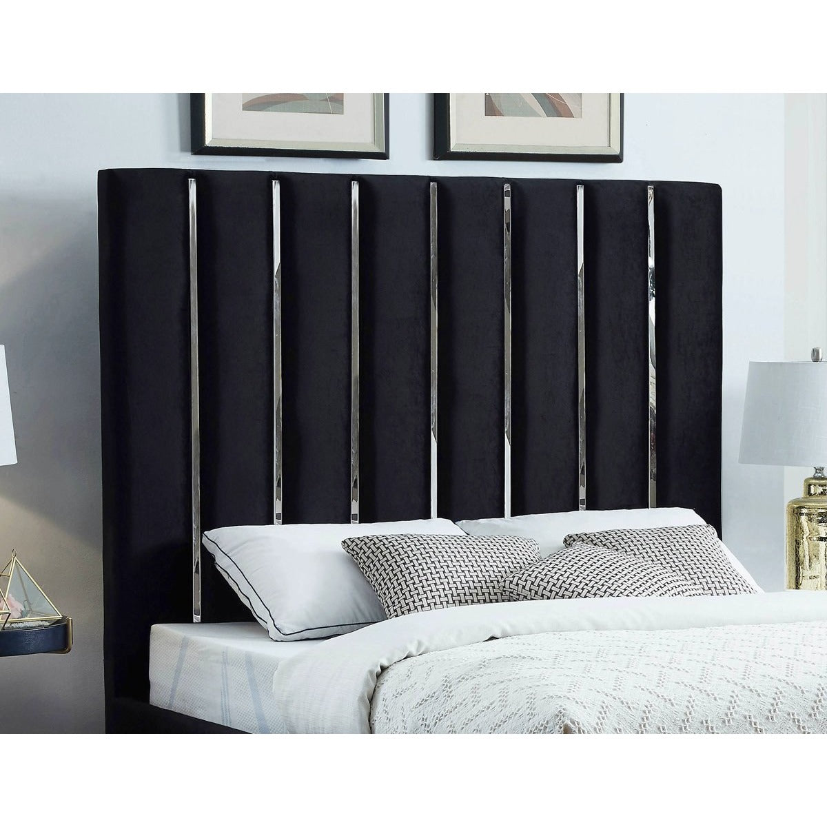 Meridian Furniture Enzo Black Velvet Full Bed-Minimal & Modern