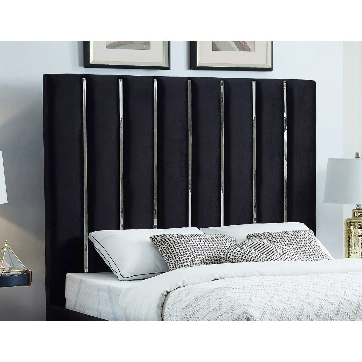 Meridian Furniture Enzo Black Velvet Queen Bed-Minimal & Modern