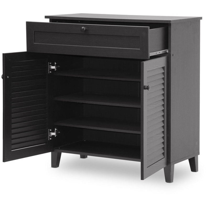 Baxton Studio Calvin Espresso Shoe-Storage Cabinet Baxton Studio--Minimal And Modern - 3