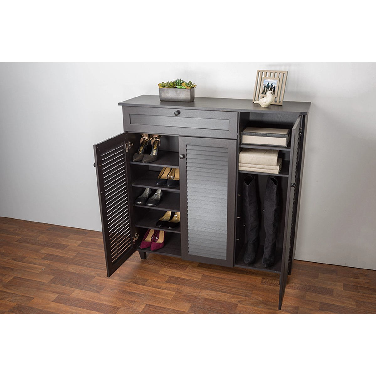 Baxton Studio Pocillo Wood Shoe Storage Cabinet Baxton Studio--Minimal And Modern - 2