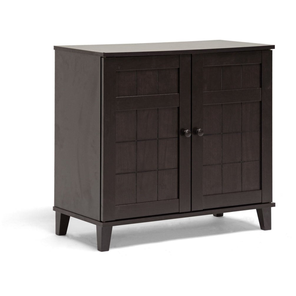 Baxton Studio Glidden Dark Brown Wood Modern Shoe Cabinet (Short) Baxton Studio--Minimal And Modern - 1