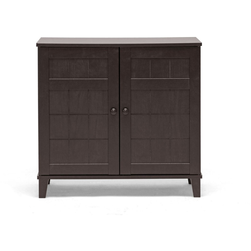 Baxton Studio Glidden Dark Brown Wood Modern Shoe Cabinet (Short) Baxton Studio--Minimal And Modern - 2