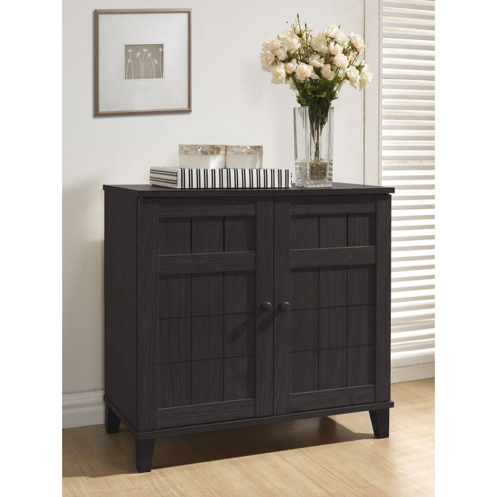 Baxton Studio Glidden Dark Brown Wood Modern Shoe Cabinet (Short) Baxton Studio--Minimal And Modern - 5