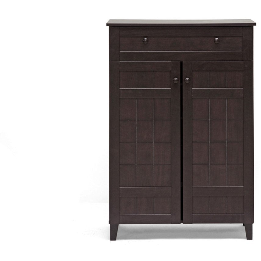 Baxton Studio Glidden Dark Brown Wood Modern Shoe Cabinet (Tall) Baxton Studio--Minimal And Modern - 1