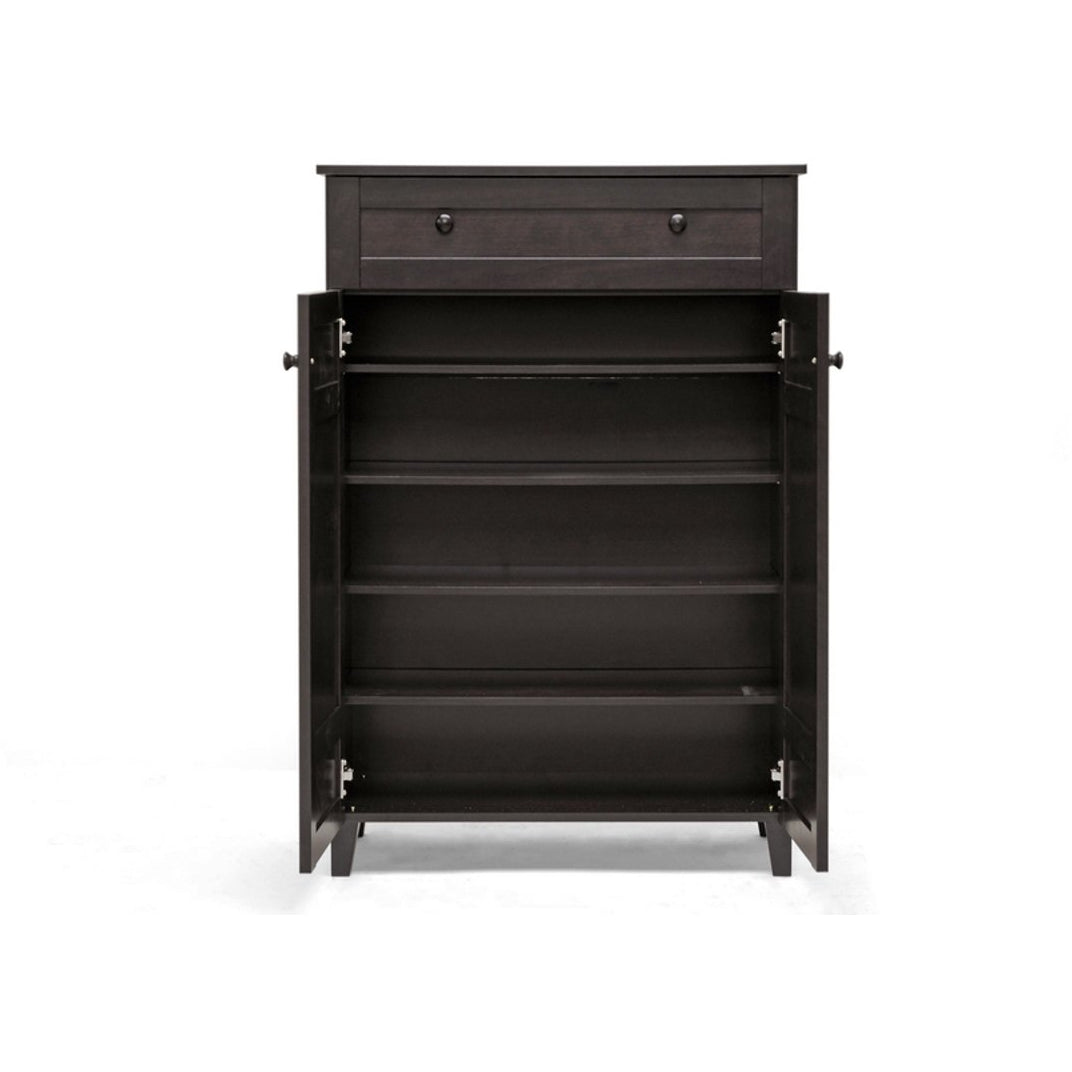 Baxton Studio Glidden Dark Brown Wood Modern Shoe Cabinet (Tall) Baxton Studio--Minimal And Modern - 2