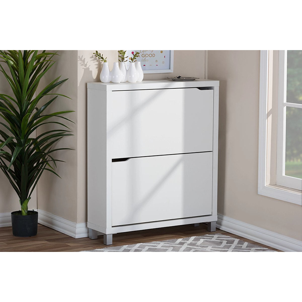 Baxton Studio Simms White Modern Shoe Cabinet Baxton Studio--Minimal And Modern - 1