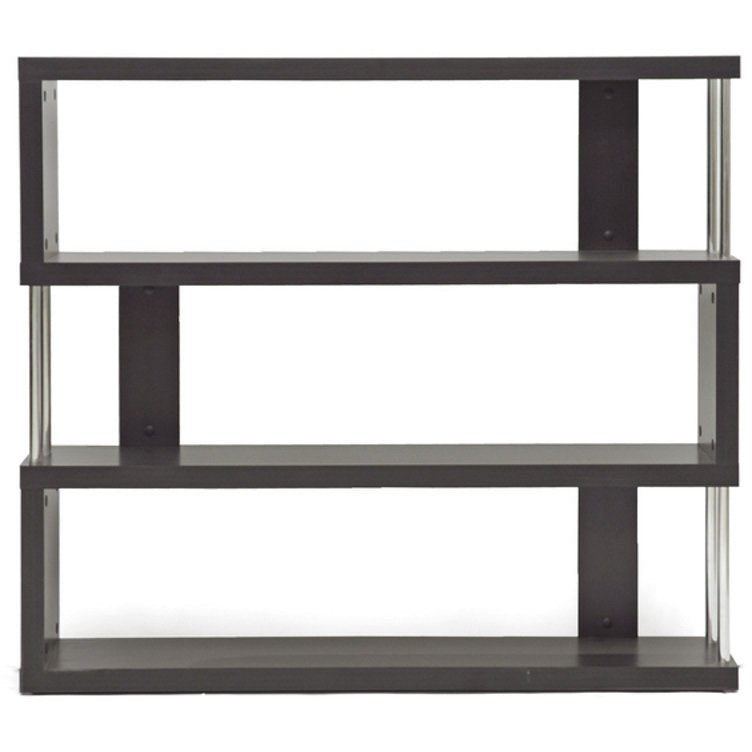 Baxton Studio Barnes Dark Brown Three-Shelf Modern Bookcase  Baxton Studio--Minimal And Modern - 1