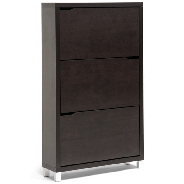 Baxton Studio Simms Dark Brown Modern Shoe Cabinet Baxton Studio--Minimal And Modern - 1