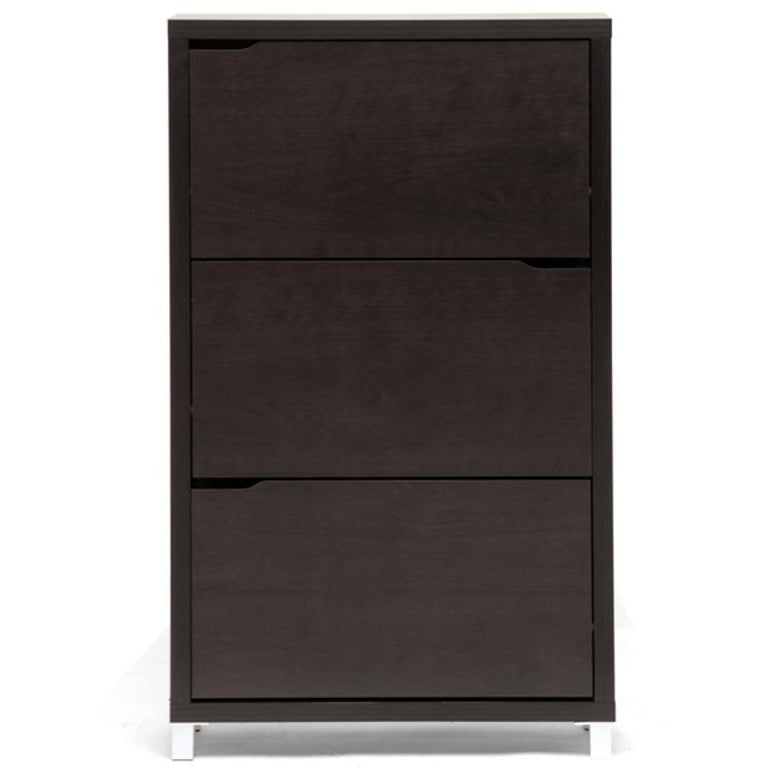 Baxton Studio Simms Dark Brown Modern Shoe Cabinet Baxton Studio--Minimal And Modern - 2