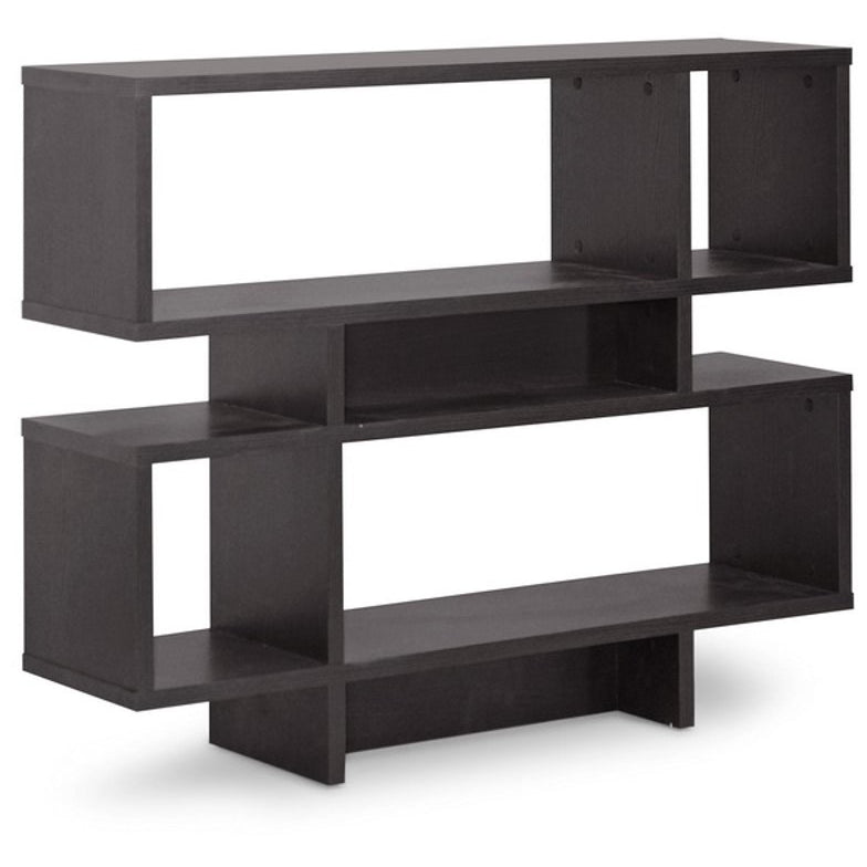 Baxton Studio Cassidy 4-Level Dark Brown Modern Bookshelf Baxton Studio--Minimal And Modern - 2