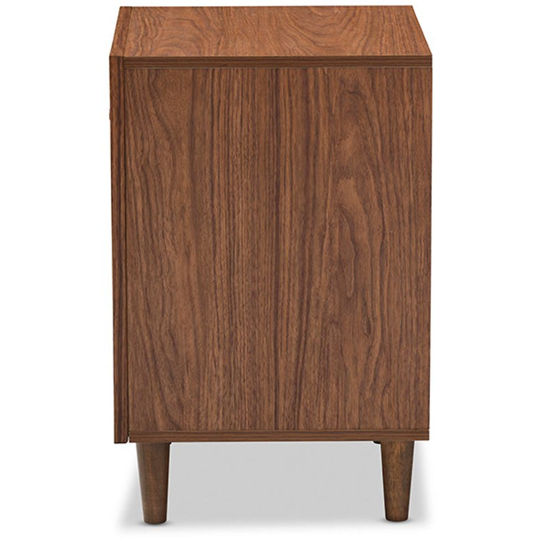 Baxton Studio Harlow Mid-century Modern Scandinavian Style White and Walnut Wood 1-drawer and 1-door Nightstand Baxton Studio-nightstands-Minimal And Modern - 3