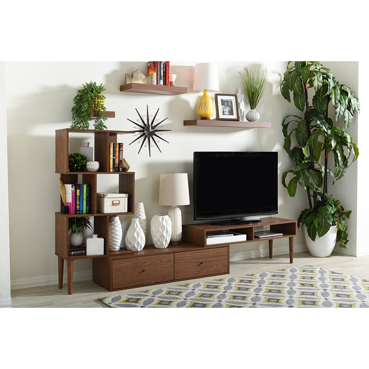 Baxton Studio Haversham Mid-century Retro Modern TV Stand Entertainment Center and Display Unit Baxton Studio-TV Stands-Minimal And Modern - 5