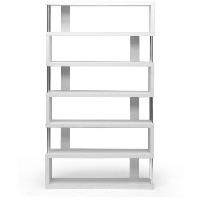 Baxton Studio Barnes White Six-Shelf Modern Bookcase Baxton Studio--Minimal And Modern - 1