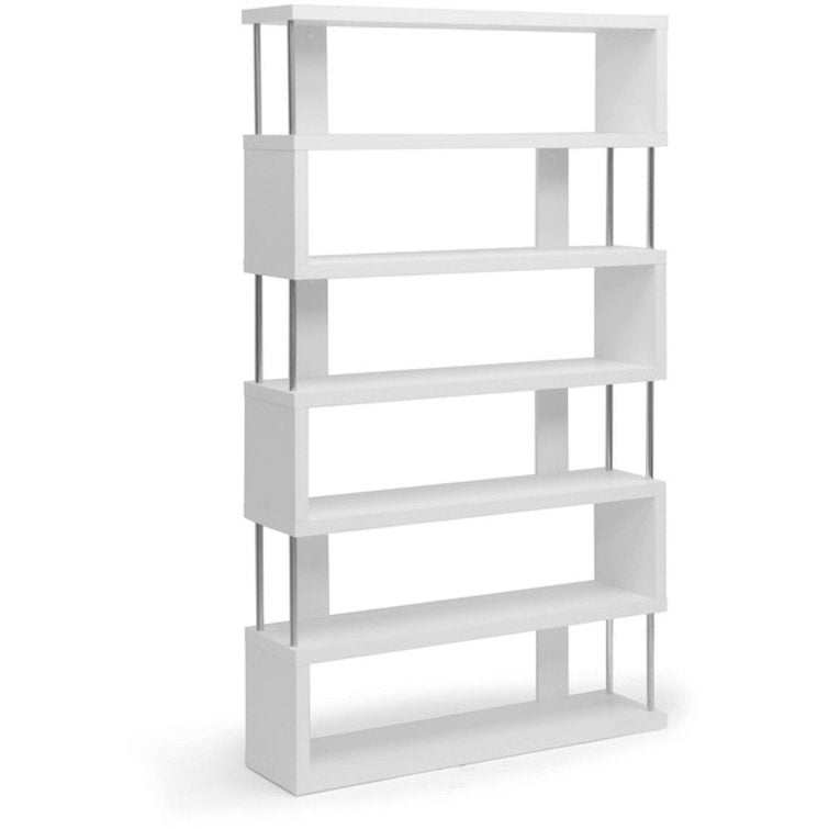 Baxton Studio Barnes White Six-Shelf Modern Bookcase Baxton Studio--Minimal And Modern - 2