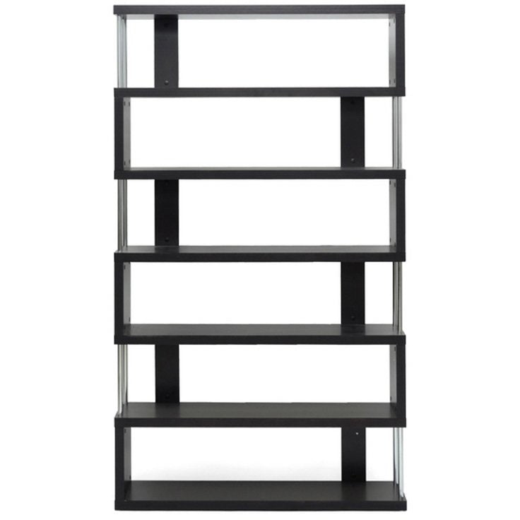 Baxton Studio Barnes Dark Brown Six-Shelf Modern Bookcase  Baxton Studio--Minimal And Modern - 1