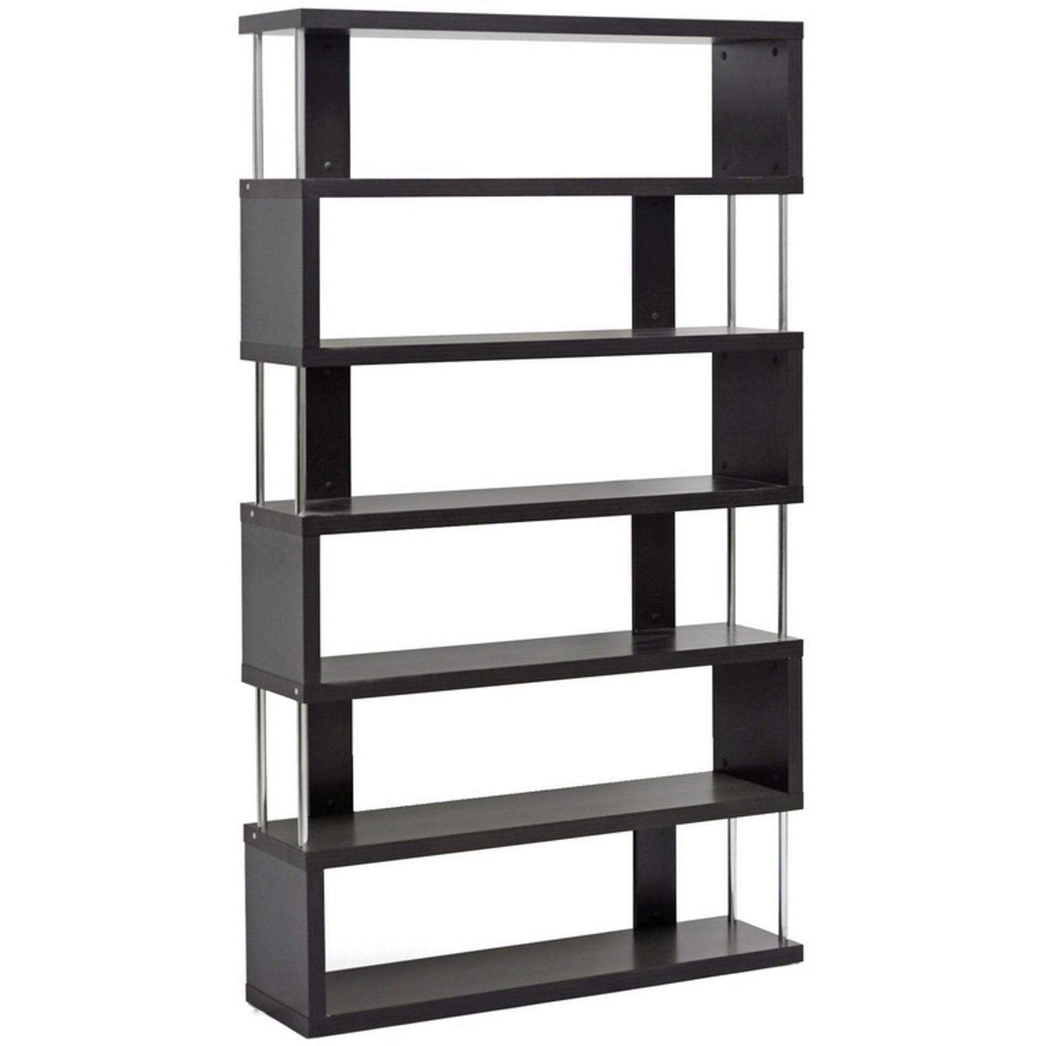 Baxton Studio Barnes Dark Brown Six-Shelf Modern Bookcase  Baxton Studio--Minimal And Modern - 2