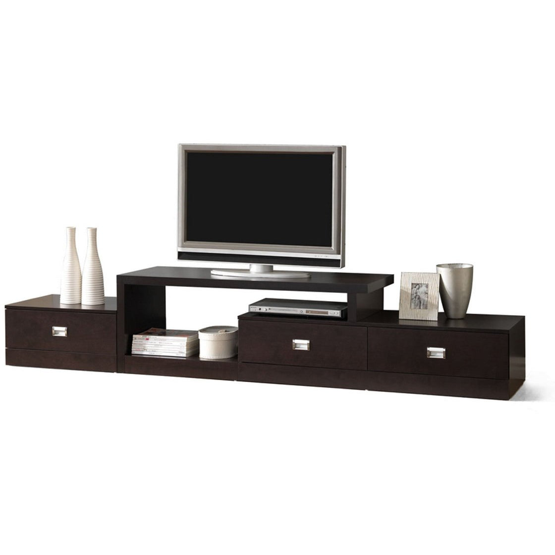 Baxton Studio Marconi Brown Asymmetrical Modern TV Stand Baxton Studio-TV Stands-Minimal And Modern - 1