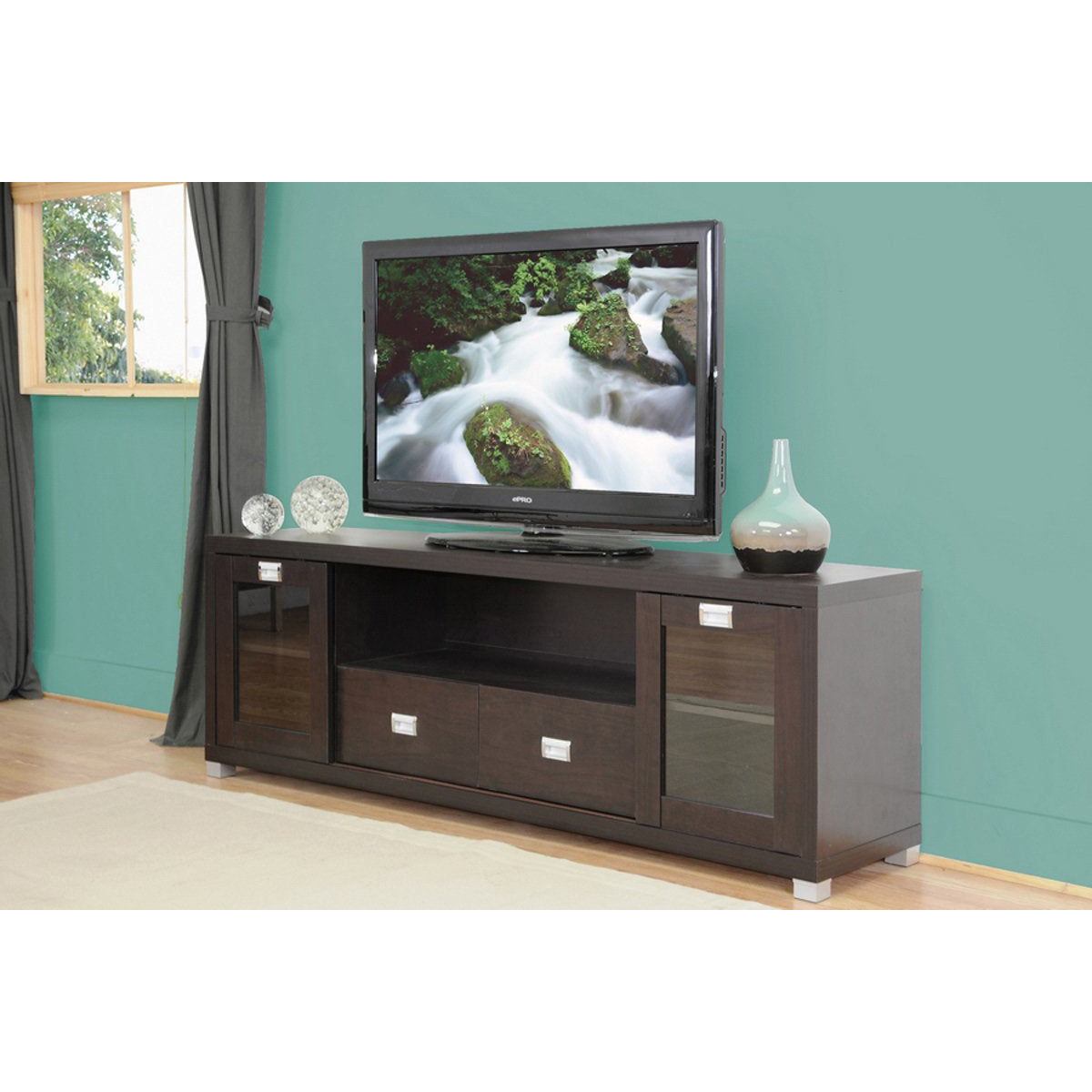 Baxton Studio Gosford Brown Wood Modern TV Stand Baxton Studio-TV Stands-Minimal And Modern - 3