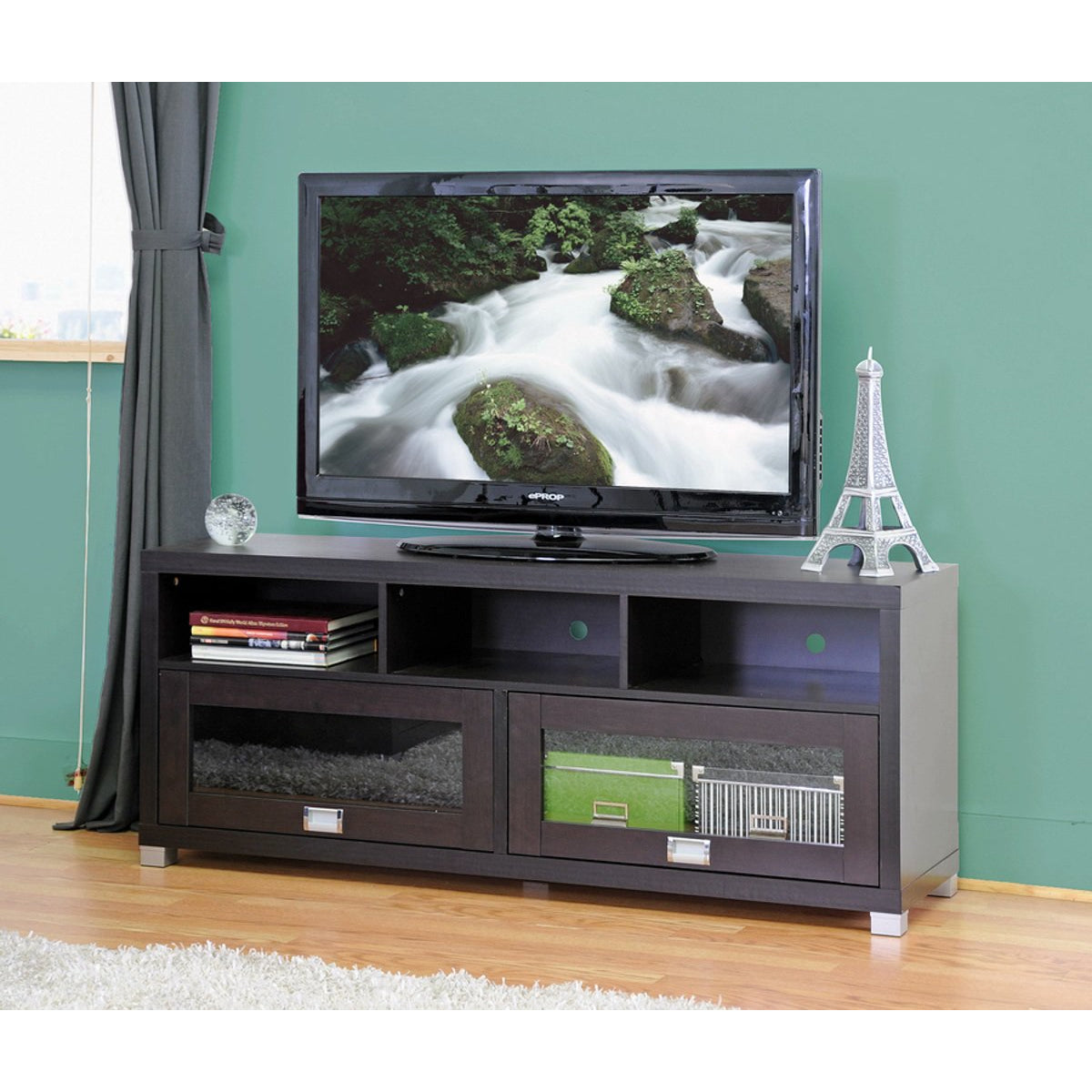 Baxton Studio Swindon Modern TV Stand with Glass Doors Baxton Studio-TV Stands-Minimal And Modern - 3