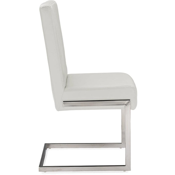 Baxton Studio Toulan Modern and Contemporary White Faux Leather Upholstered Stainless Steel Dining Chair (Set of 2) Baxton Studio-dining chair-Minimal And Modern - 3