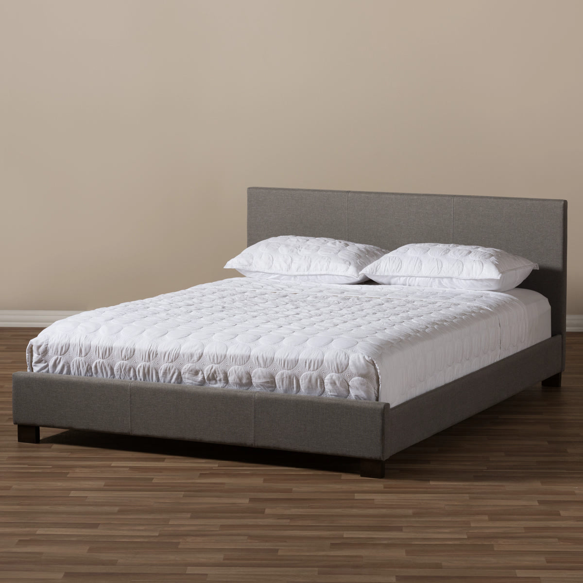 Baxton Studio Elizabeth Modern and Contemporary Grey Fabric Upholstered Panel-Stitched Full Size Platform Bed Baxton Studio-Full Bed-Minimal And Modern - 6