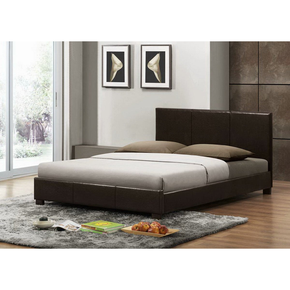 Baxton Studio Pless Dark Brown Modern Bed - Queen Size Baxton Studio-beds-Minimal And Modern - 1