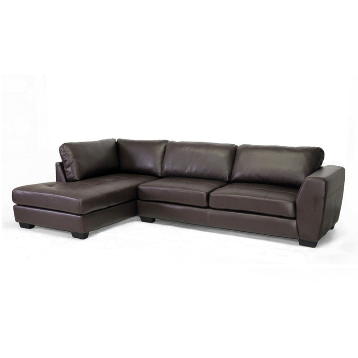 Baxton Studio Orland Brown Leather Modern Sectional Sofa Set with Left Facing Chaise Baxton Studio-sectionals-Minimal And Modern - 1