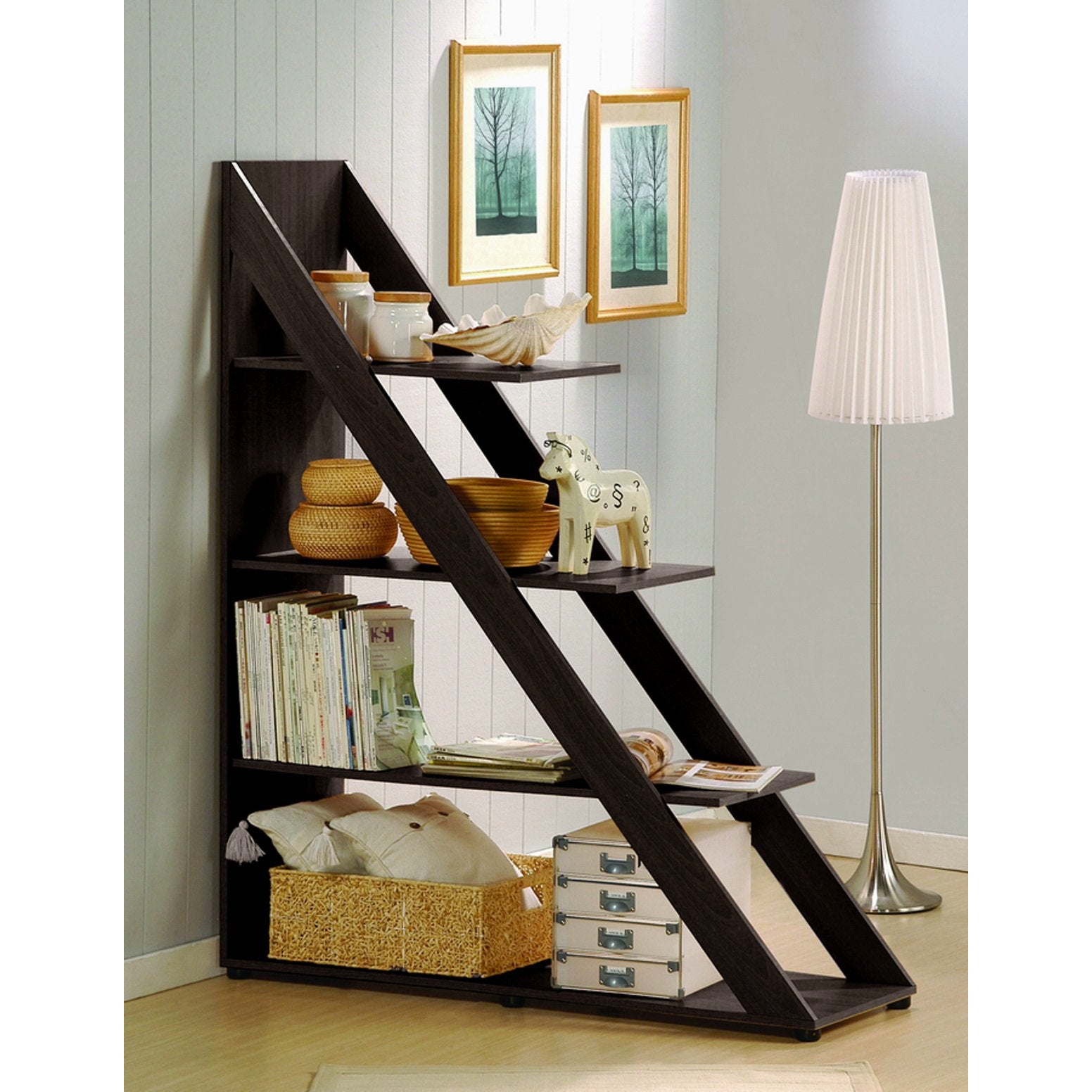 Baxton Studio Psinta Dark Brown Modern Shelving Unit Baxton Studio--Minimal And Modern - 4