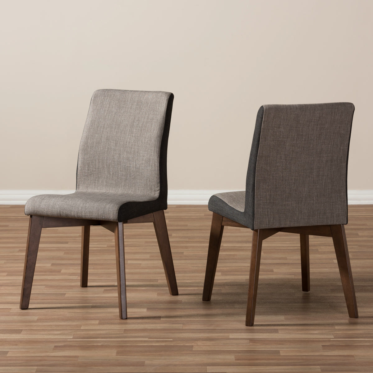 Baxton Studio Kimberly Mid-Century Modern Beige and Brown Fabric Dining Chair (Set of 2) Baxton Studio-dining chair-Minimal And Modern - 7