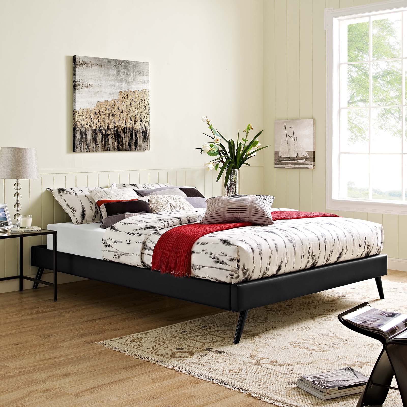 Modway Furniture Modern Loryn Full Bed Frame with Round Splayed Legs - MOD-5888-Minimal & Modern