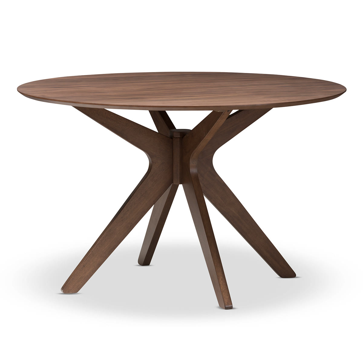 Baxton Studio Monte Mid-Century Modern Walnut Wood 47-Inch Round Dining Table Baxton Studio-dining table-Minimal And Modern - 2