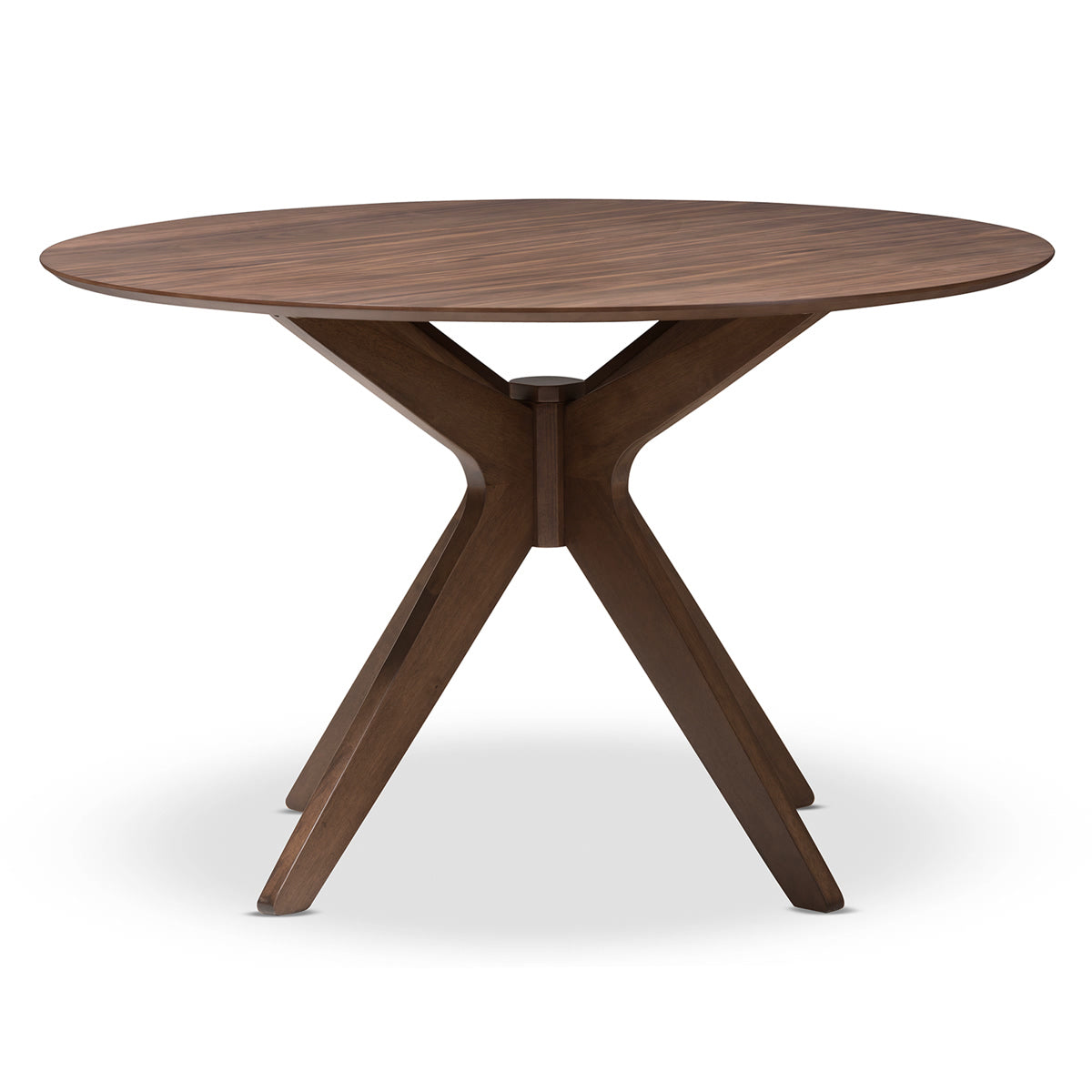 Baxton Studio Monte Mid-Century Modern Walnut Wood 47-Inch Round Dining Table Baxton Studio-dining table-Minimal And Modern - 3