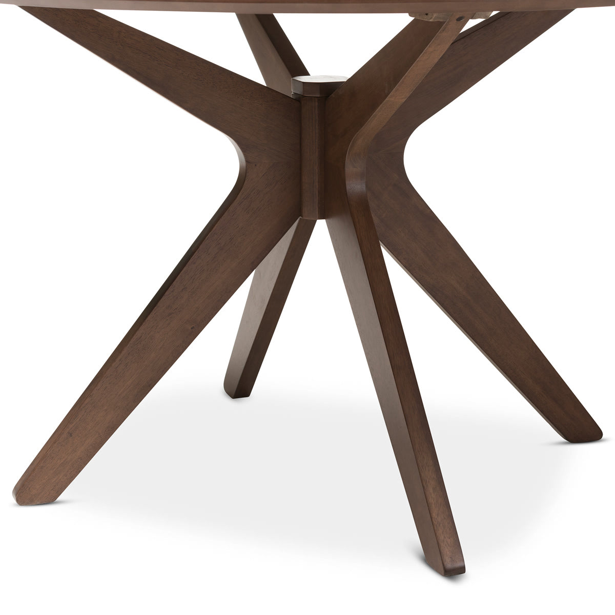 Baxton Studio Monte Mid-Century Modern Walnut Wood 47-Inch Round Dining Table Baxton Studio-dining table-Minimal And Modern - 5